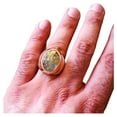 thumbnail image 1 of Golden Rutile Mans Ring, Natural Golden Rutilated Quartz, Quartz Silver Jewelry, 925 Silver Ring, Gift, Heavy Mens Ring, Arabic Design, Ottoman Style Ring, Christmas, Turkey Mens Signet Ring, 1 of 3