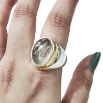 Golden Rutile Mans Ring, Natural Golden Rutile Ring, Silver Jewelry, 925 Silver Ring, Birthday Gift, Heavy Mens Ring, Arabic Design, Ottoman Style Ring, Christmas, Turkey Mens Signet Ring