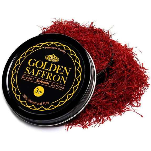 Golden Saffron, Premium Spanish Saffron Threads, For Culinary Use Such as Tea, Paella Rice, Risotto (3 Grams)