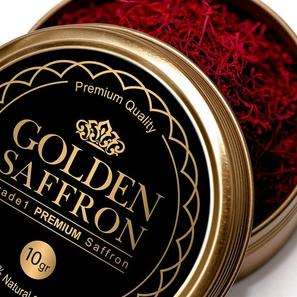Golden Saffron, Pure Premium All Red Afghan Saffron Threads, Finest Grade A+ Super Negin, Non-GMO Verified (10 Grams)