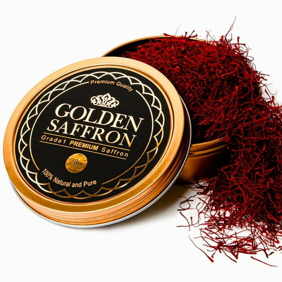 Golden Saffron, Pure Premium All Red Afghan Saffron Threads, Finest Grade A+ Super Negin, Non-GMO Verified (28 Grams)