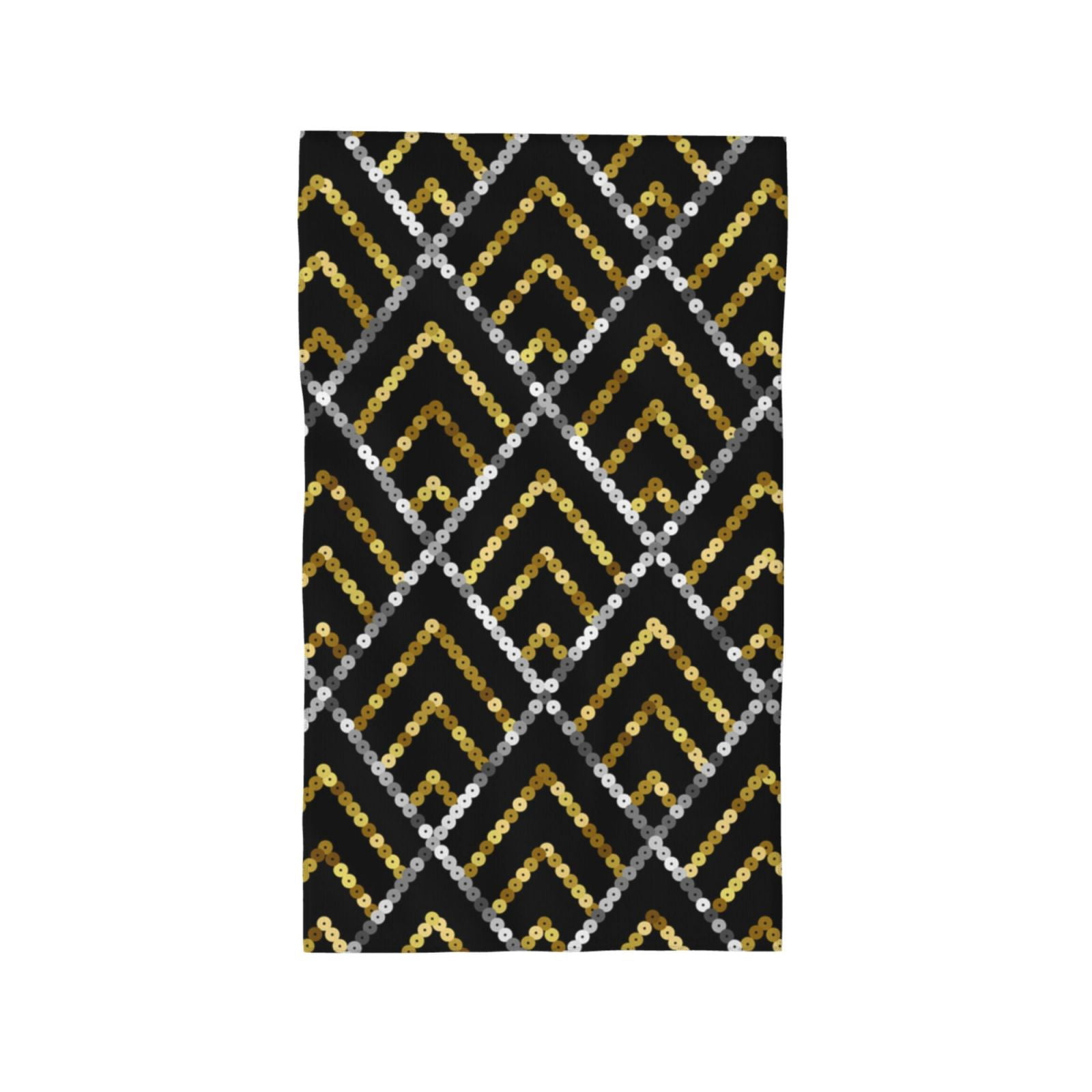 Golden Sequin Glitter Geometric 27.5" x 16" Ultra Soft Hand Towel, Face Wash Cloth for Bathroom, Gym, Travel, Pool
