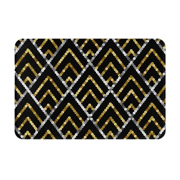 Golden Sequin Glitter Geometric Doormat Non Slip Front Door Bathroom Bath Mats Entryway Rug 23.6x15.7 Inch Indoor Door Carpet