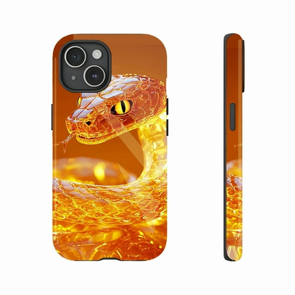 Golden Serpent Luxury Phone Case for iPhone 11/12/13/14/15/16 (Pro Max/Plus) Trendsetters – Festive Snake Design, Durable & Shiny, Perfect for Holiday Gifting!