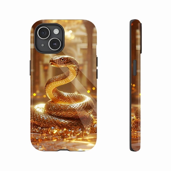 Golden Serpent Luxury iPhone Case Perfect for Fashion Enthusiasts & Elegant Users, Compatible with iPhone 11/12/13/14/15/16 (Pro Max/Plus)