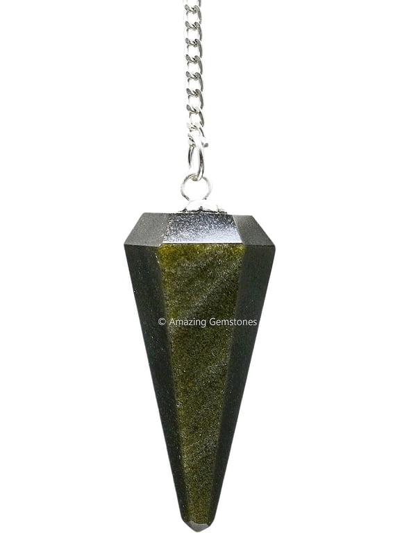 Golden Sheen Obsidian Crystal Pendulum Dowsing Reiki Hexagonal Points