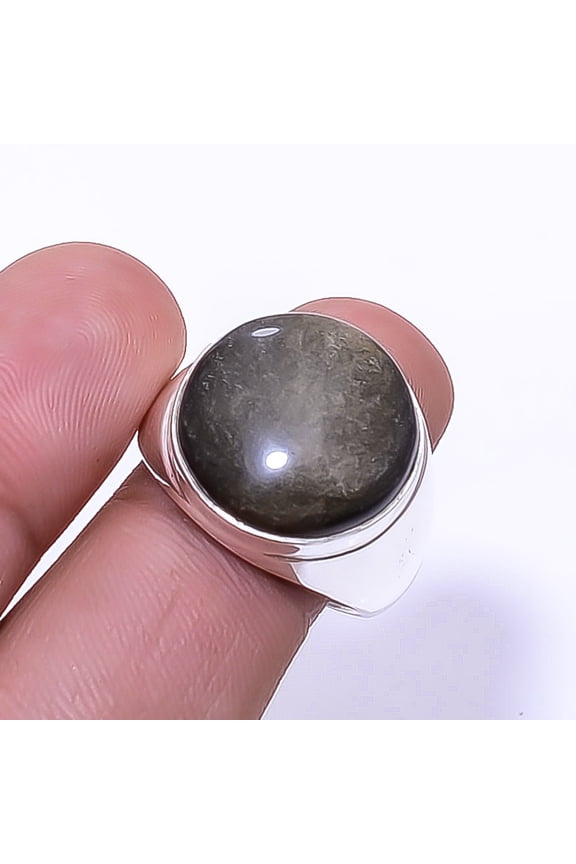 Golden Sheen Obsidian - Mexico Gemstone 925 Sterling Silver Ring S.9 R949128527, Christmas Sale, Birthday Gift, Beautiful Jewelry For Woman