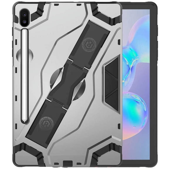 Golden Sheeps Compatible for Samsung Galaxy Tab S6 10.5 Inch Model SM-T860/T865/T867 2019 Release Tablet Heavy Duty Drop Proof Armor Slim Full-Body Protection Handle Stand Case(Silver)