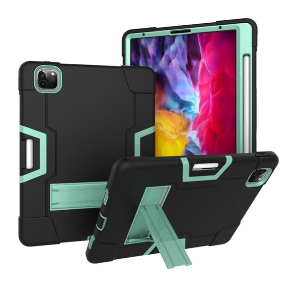 Golden Sheeps Compatible foriPad Pro 11" 2020/2018 Impact Hybrid Drop Proof Armor Defender Full-Body Protection Case Convertible Built in Stand (Black Teal)