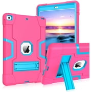 Golden Sheeps Compatible for iPad 9/8/7 Generation Case (2021/2020/2019) 10.2 Inch Impact Hybrid Drop Proof Armor Defender Full-Body Protection Case Convertible Built in Stand-Pink Blue