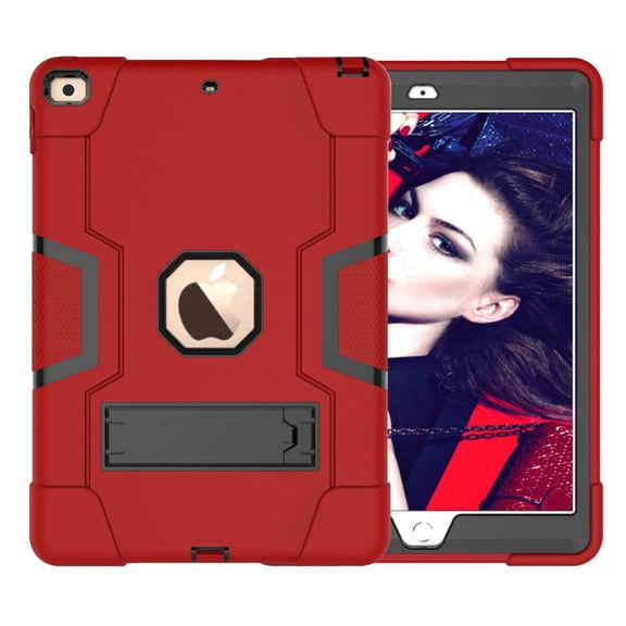 Golden Sheeps Compatible for iPad 9/8/7 Generation Case (2021/2020/2019) 10.2 Inch Impact Hybrid Drop Proof Armor Defender Full-Body Protection Case Convertible Built in Stand (RED)