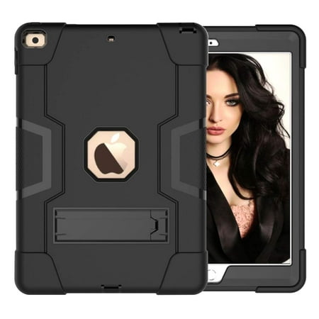 Golden Sheeps Compatible for iPad 9/8/7 Generation Case (2021/2020/2019) 10.2 Inch Impact Hybrid Drop Proof Armor Defender Full-Body Protection Case Convertible Built in Stand (Black)