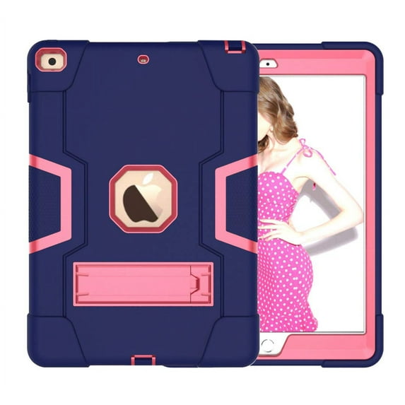Golden Sheeps Compatible for iPad 9/8/7 Generation Case (2021/2020/2019) 10.2 Inch Impact Hybrid Drop Proof Armor Defender Full-Body Protection Case Convertible Built in Stand (Navy Pink)