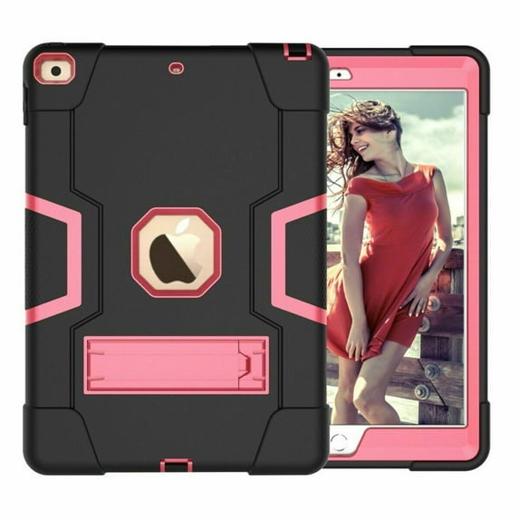 Golden Sheeps Compatible for iPad 9/8/7 Generation Case (2021/2020/2019) 10.2 Inch Impact Hybrid Drop Proof Armor Defender Full-Body Protection Case Convertible Built in Stand-black pink