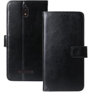 Golden Sheeps Flip Case Compatible for BLU VIEW 2 (B130DL) Magnetic Leather Wallet Pouch Cover Case Card Holder with a Viewing Stand (black)