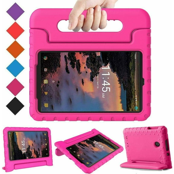 Golden Sheeps Kid Friendly Case Compatible for Alcatel Joy Tab 8" / Alcatel 3T 8" Tablet/Alcatel A30 8" Tablet, Shockproof Ultra Light Weight Convertible Handle Stand Cover-Pink