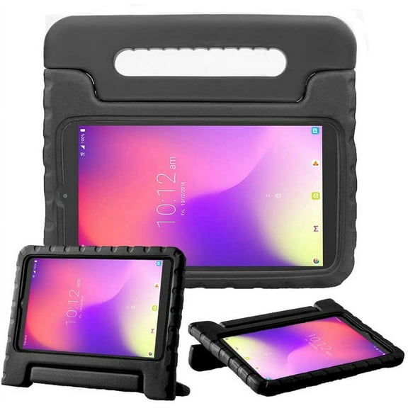 Golden Sheeps Kid Friendly Case Compatible for Alcatel Joy Tab 8" / Alcatel 3T 8" Tablet/Alcatel A30 8" Tablet, Shockproof Ultra Light Weight Convertible Handle Stand Cover-Black