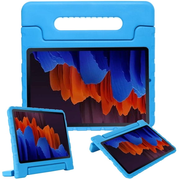 Golden Sheeps Kid Friendly Case Compatible for Samsung Galaxy Tab  S7 FE/S7 Plus 12.4'' 2020 (Model SM-T970/T975/T976/T978) Shockproof Ultra Light Weight Convertible Handle Stand Cover (Blue)