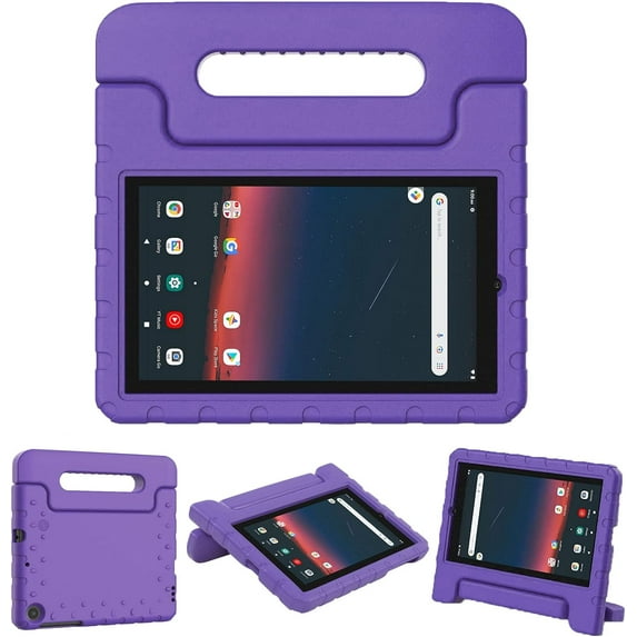 Golden Sheeps Kid Friendly Case Compatible for Walmart Onn 7 2022 Tablet Gen 3 (Model:100071481) Shockproof Ultra Light Weight Convertible Handle Stand Cover (Purple)
