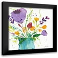 thumbnail image 1 of Golden, Sheila 20x20 Black Modern Framed Museum Art Print Titled - Teal Vase With Bright Flowers, 1 of 5