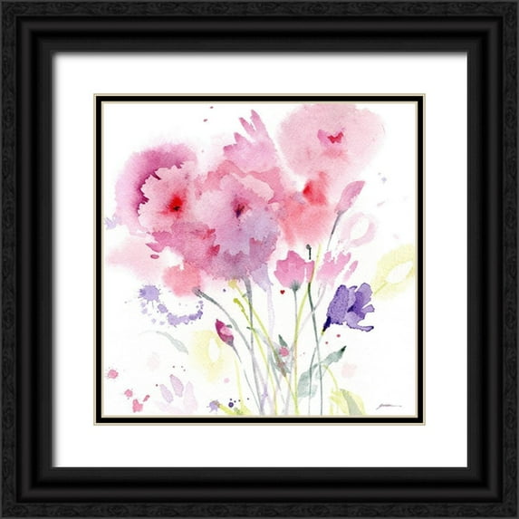 Golden, Sheila 20x20 Black Ornate Wood Framed with Double Matting Museum Art Print Titled - Blush Garden