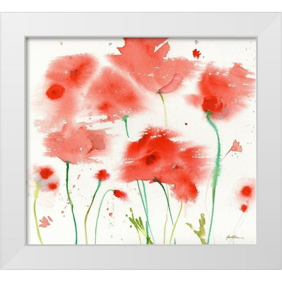 Golden, Sheila 22x20 White Modern Wood Framed Museum Art Print Titled - Poppy Reds