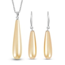 Golden Shell Pearl Drop Pendant Necklace 20 Inches and Earrings in Stainless Steel Christmas Gifts