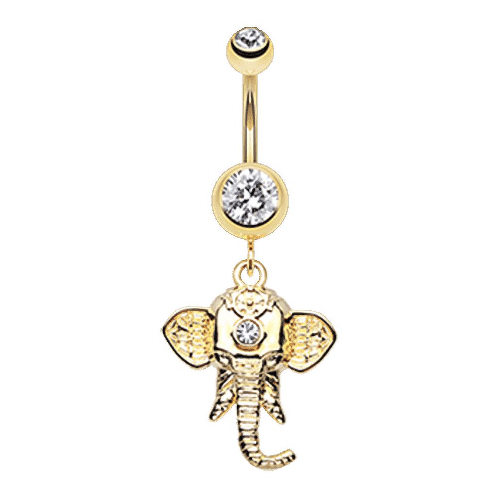 Golden Shri Ganesha Elephant Belly Button Ring