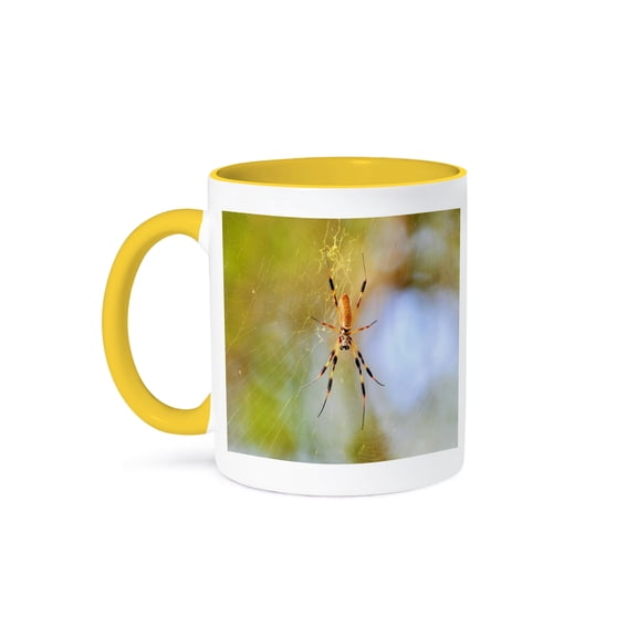 3drose, Golden Silk Orb Weaver Spider in Florida, 11oz Two-tone Yellow Mug