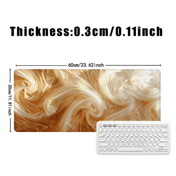 Golden Silk Wave Design Mouse Pad 31.5 x 11.82 Inches Rubber Surface for Office Desk and Gaming