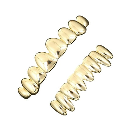 Golden/Silver Tone Grillzs Set Top Bottom 8 Teeth Rapper Styles Teeth Jewelry for Concerts Parties Accessory