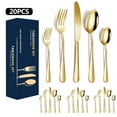 thumbnail image 1 of Golden Silverware Set 20 Pieces Stainless Steel Flatware Set, Kitchen Utensil Set Service for 5, Tableware Cutlery Set for Home & Restaurant, Dishwasher Safe, 1 of 4