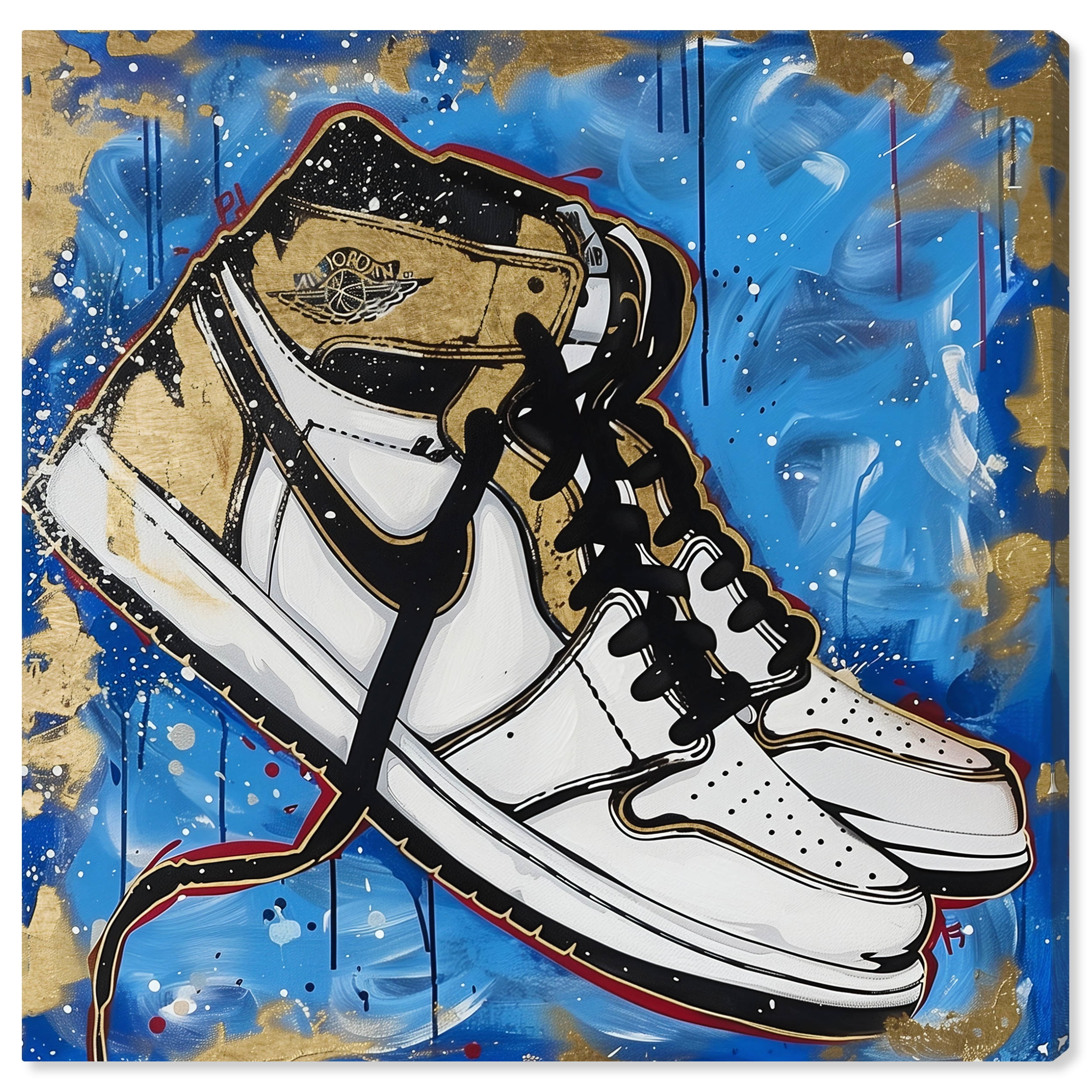 Golden Sky Sneakers Abstract Canvas Wall Art, 12" x 12"