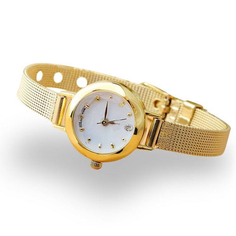 Golden Small Chic Dial Quartz Wristwatch With Steel Band  display picture 2