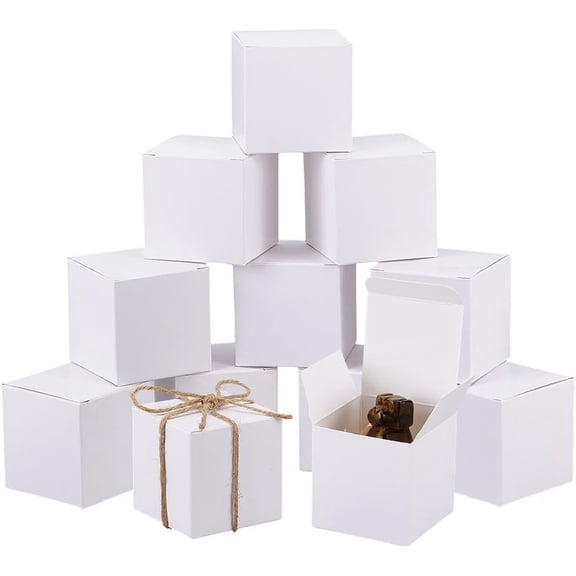 Golden Smile 50-piece white gift box with lid, 2x2x2.4-inch small cardboard boxes, suitable for bridesmaid proposals, gifts, Christmas and weddings