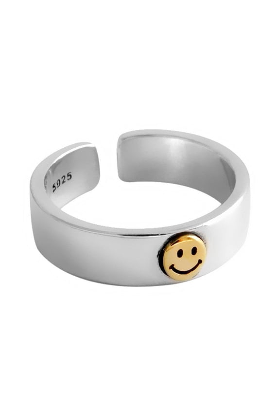 Golden Smiley Ring Simple Temperament Forest Retro