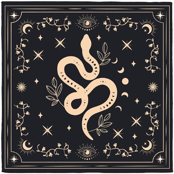 Golden Snake Cloth Mat Spiritual Cloth Velvet Witchery Tarots Cards Table Napkin Square Tapestry Wall Art Tablecloth DivinationsDIY