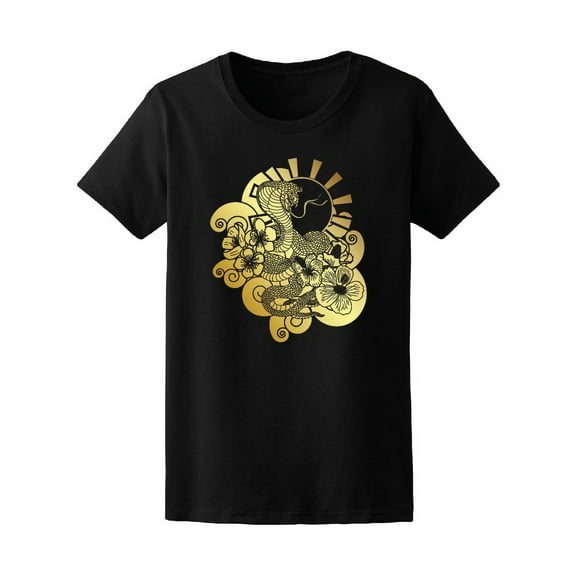 Golden Snake Cobra Asian Graphic Tee Women's -Image by Shutterstock