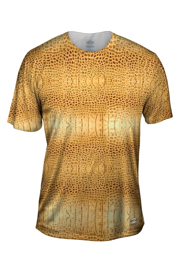 Golden Snake Skin Pattern Mens T-Shirt All Over Print