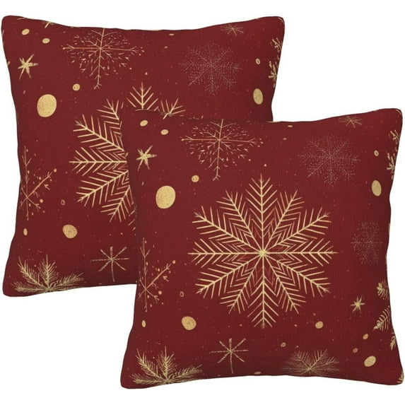 Golden Snowflakes Pillow Covers Set of 2 20x20 Inch Throw Pillow Covers Decorative Pillow Cases Square Cushion Cover Pillow Protector for Home Couch Sofa Car