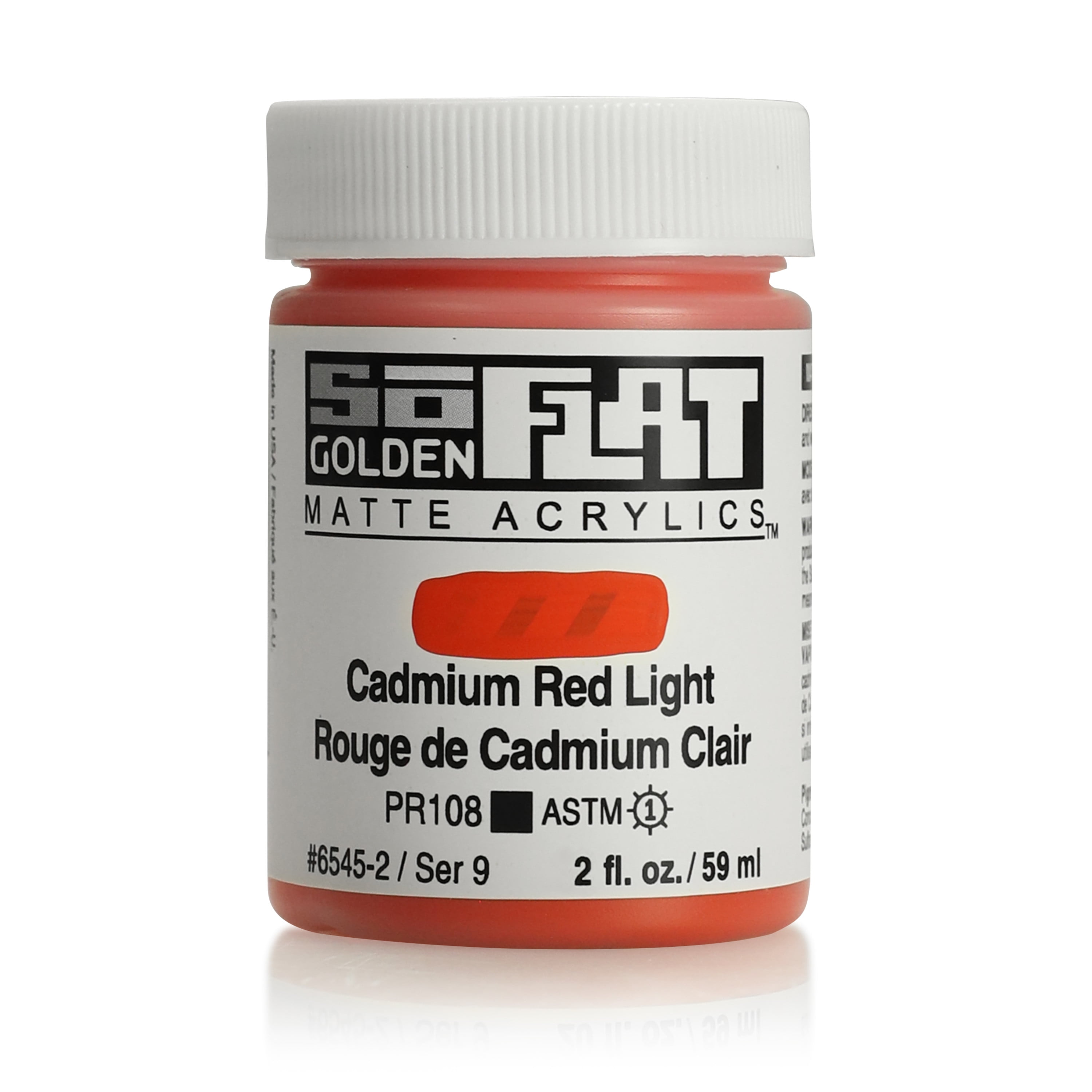 Golden SoFlat Matte Acrylic, 2 oz. Jar, Cadmium Red Light