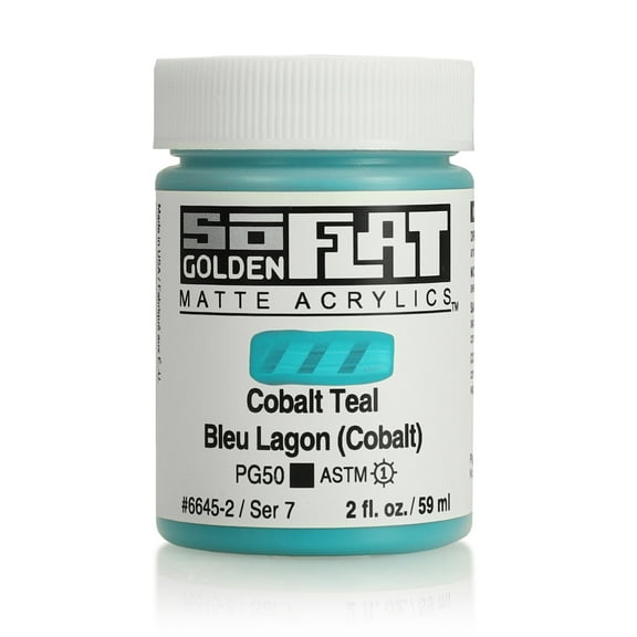 Golden SoFlat Matte Acrylic, 2 oz. Jar, Cobalt Teal
