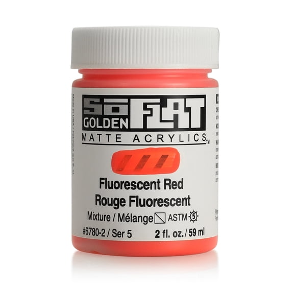 Golden SoFlat Matte Acrylic, 2 oz. Jar, Fluorescent Red