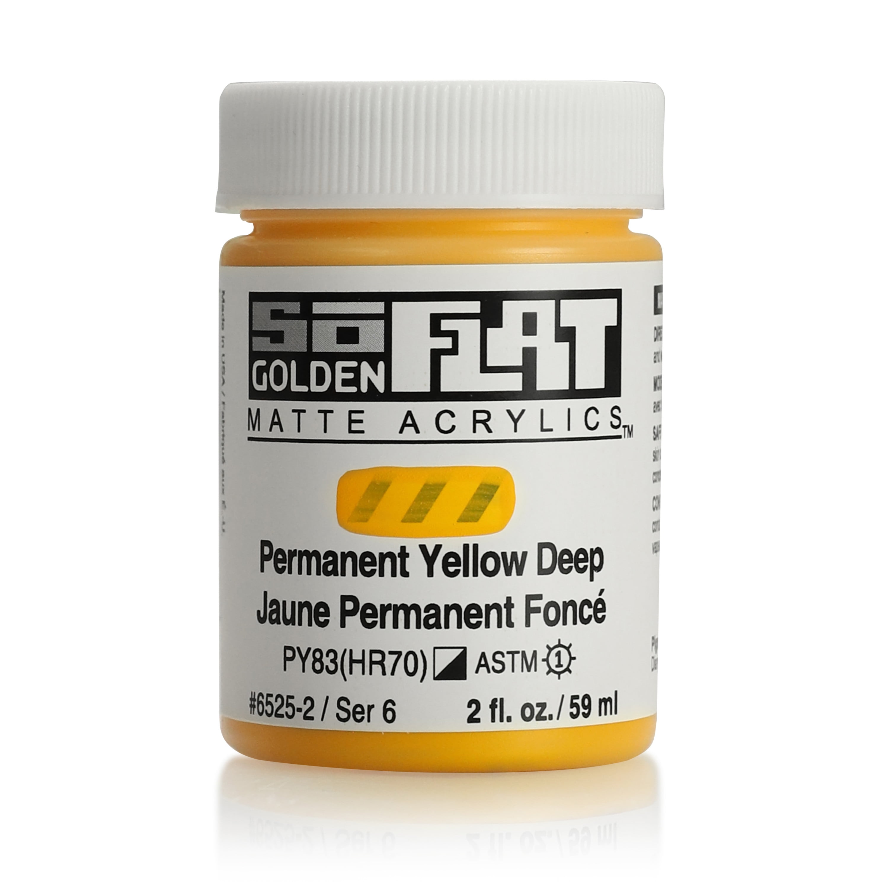 Golden SoFlat Matte Acrylic, 2 oz. Jar, Permanent Yellow Deep