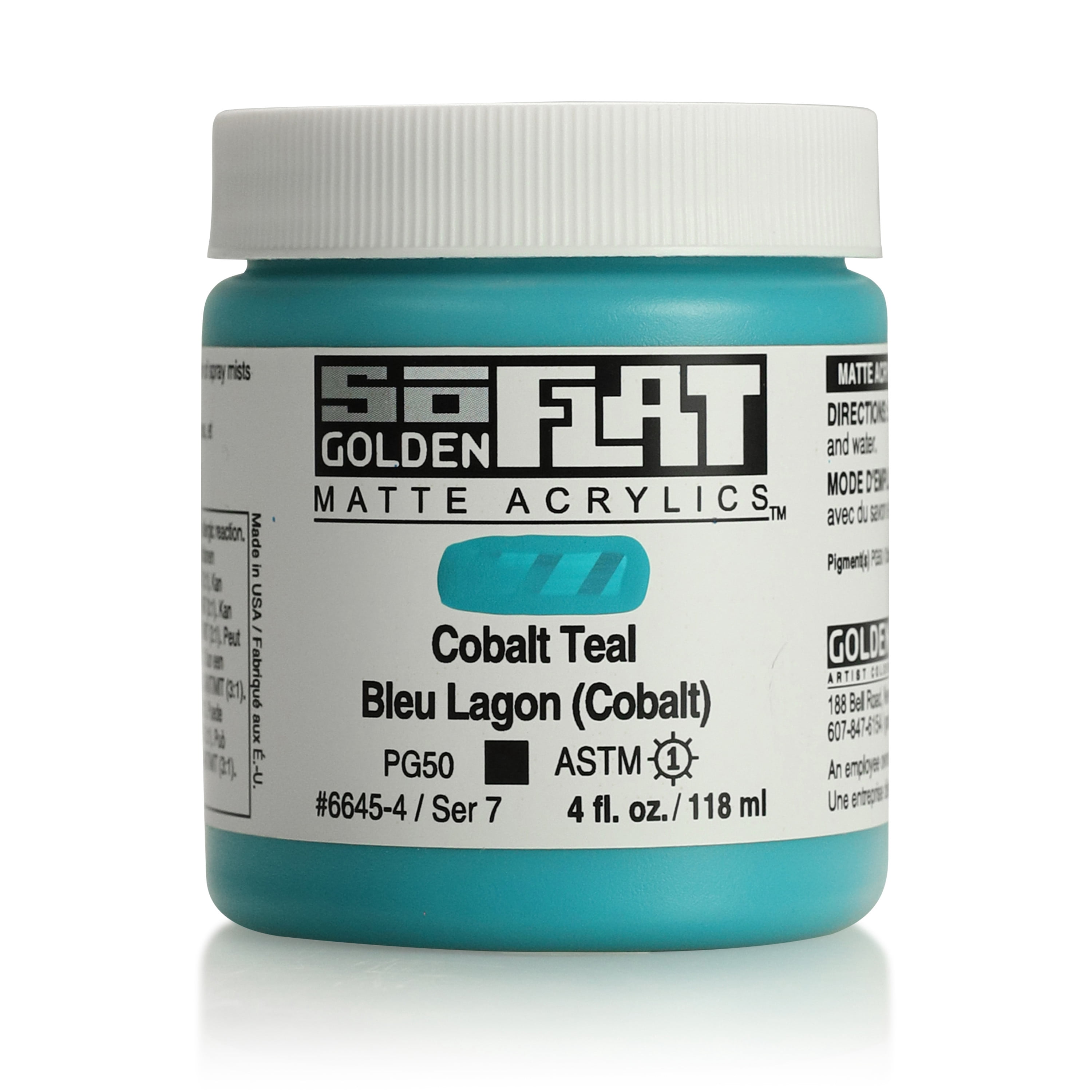 Golden SoFlat Matte Acrylic, 4 oz. Jar, Cobalt Teal