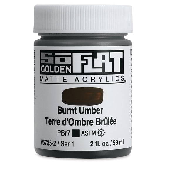 Golden SoFlat Matte Acrylic Paint - Burnt Umber, 59 ml, Jar