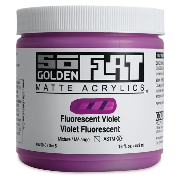 Golden SoFlat Matte Acrylic Paint - Fluorescent Violet, 473 ml, Jar