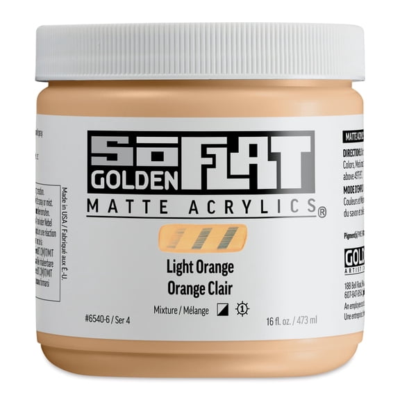 Golden SoFlat Matte Acrylic Paint - Light Orange, 473 ml, Jar