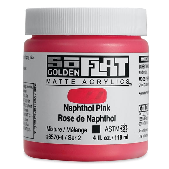 Golden SoFlat Matte Acrylic Paint - Naphthol Pink, 118 ml, Jar