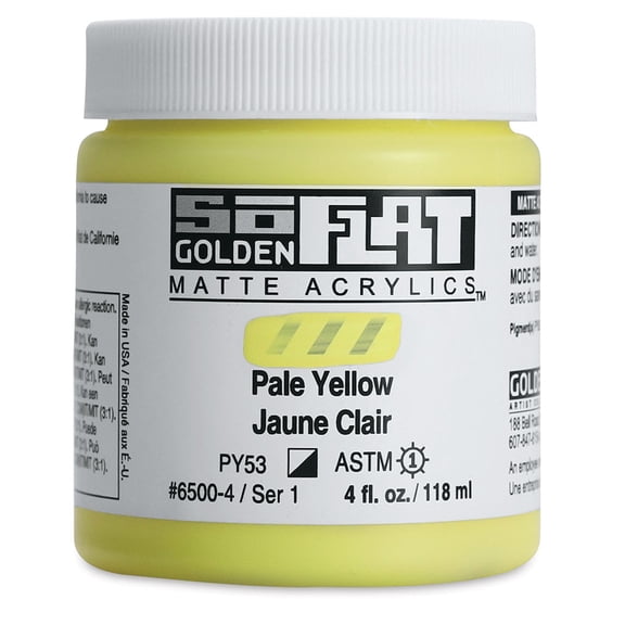 Golden SoFlat Matte Acrylic Paint - Pale Yellow, 118 ml, Jar